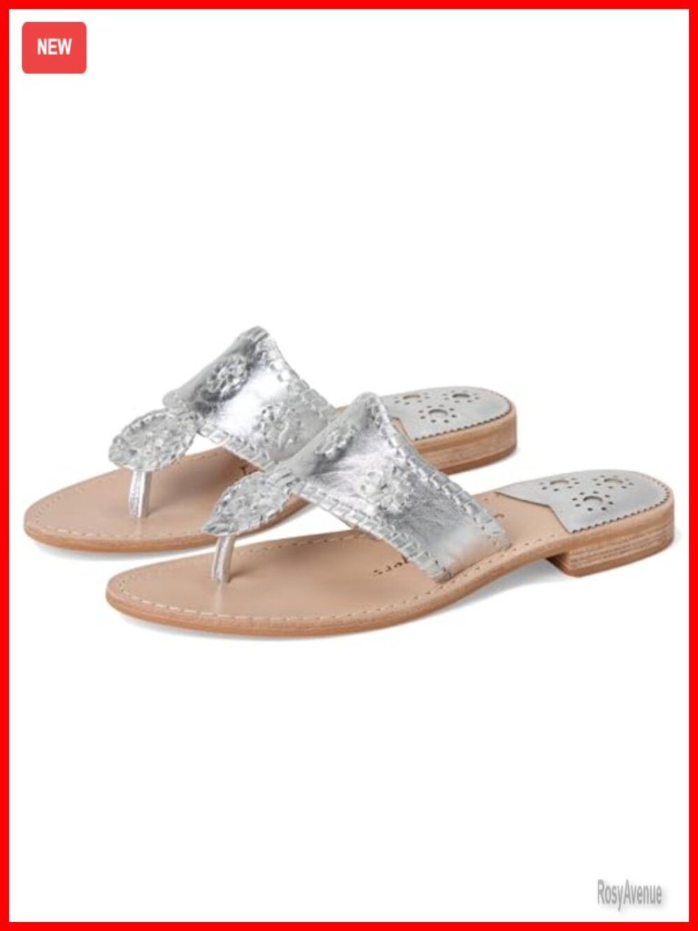 Jack Rogers Jacks Flat Sandal Leather Thong Slip On Block Heel